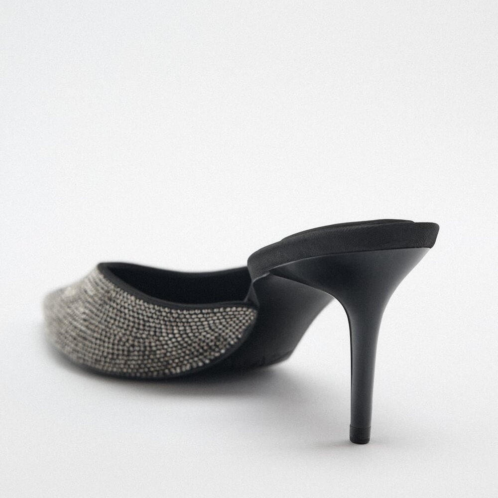 Zara Rhinestone Slip On Heels - Picture 4 of 8